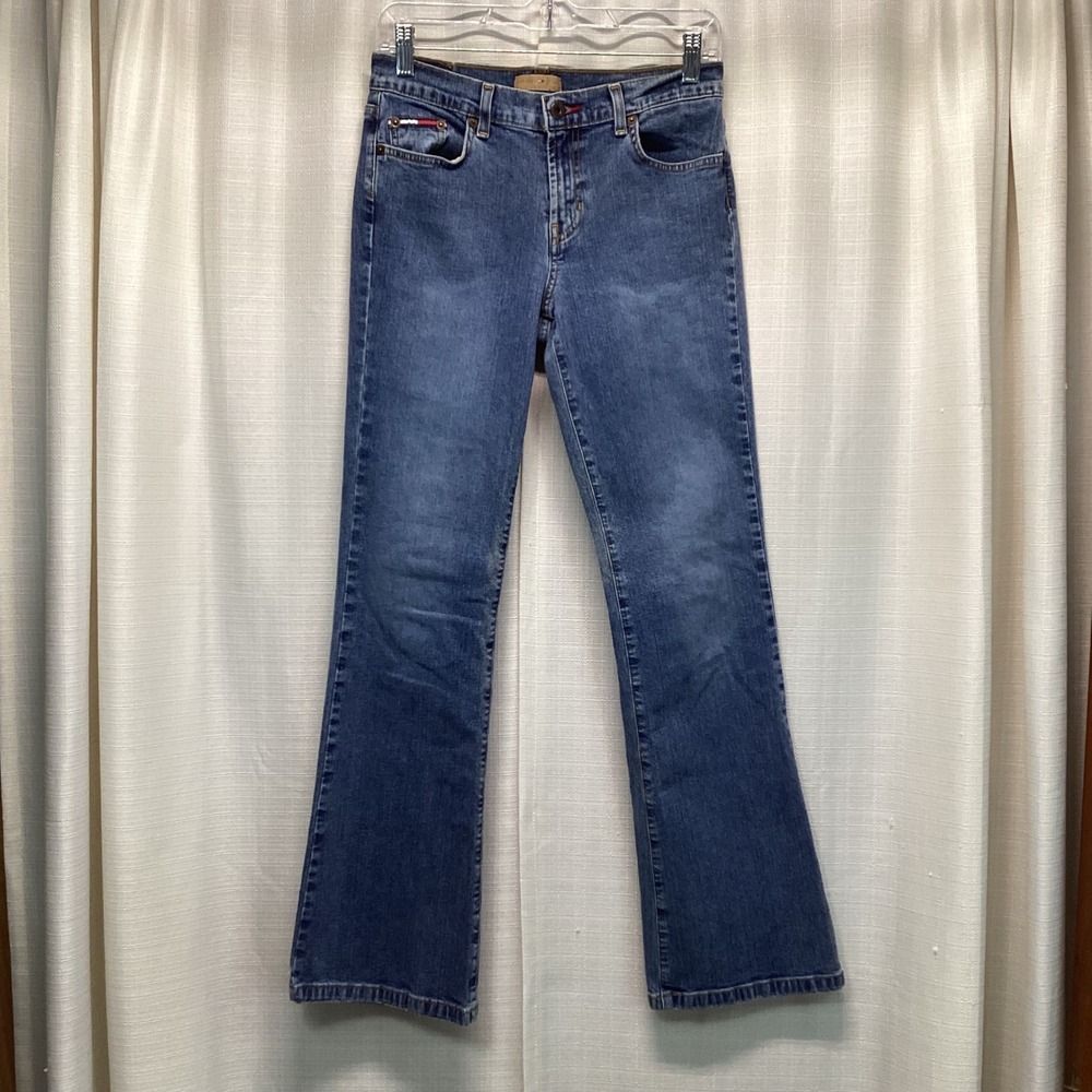 Tommy Jeans Womens 7/32 Medium Wash Mid Rise Bootcut Denim Blue Jeans Vtg Y2K